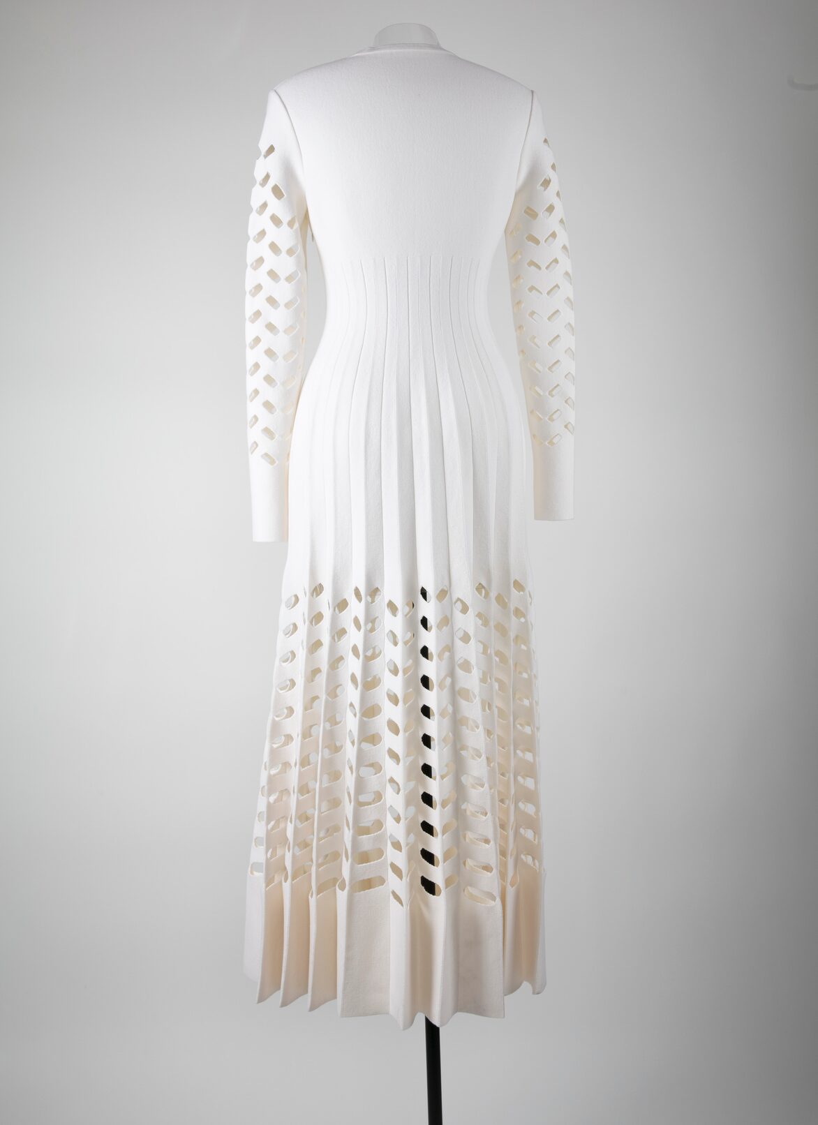 Long-sleeved openwork knit dress
 ALAÏA IVORY LONG-SLEEVED OPENWORK KNIT DRESS